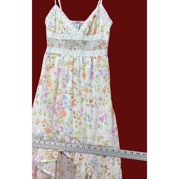 Rue 21 - Women's Summer Sleeveless High Low Hem Ruffle Floral Dress - White -XS - Picture 6 of 16